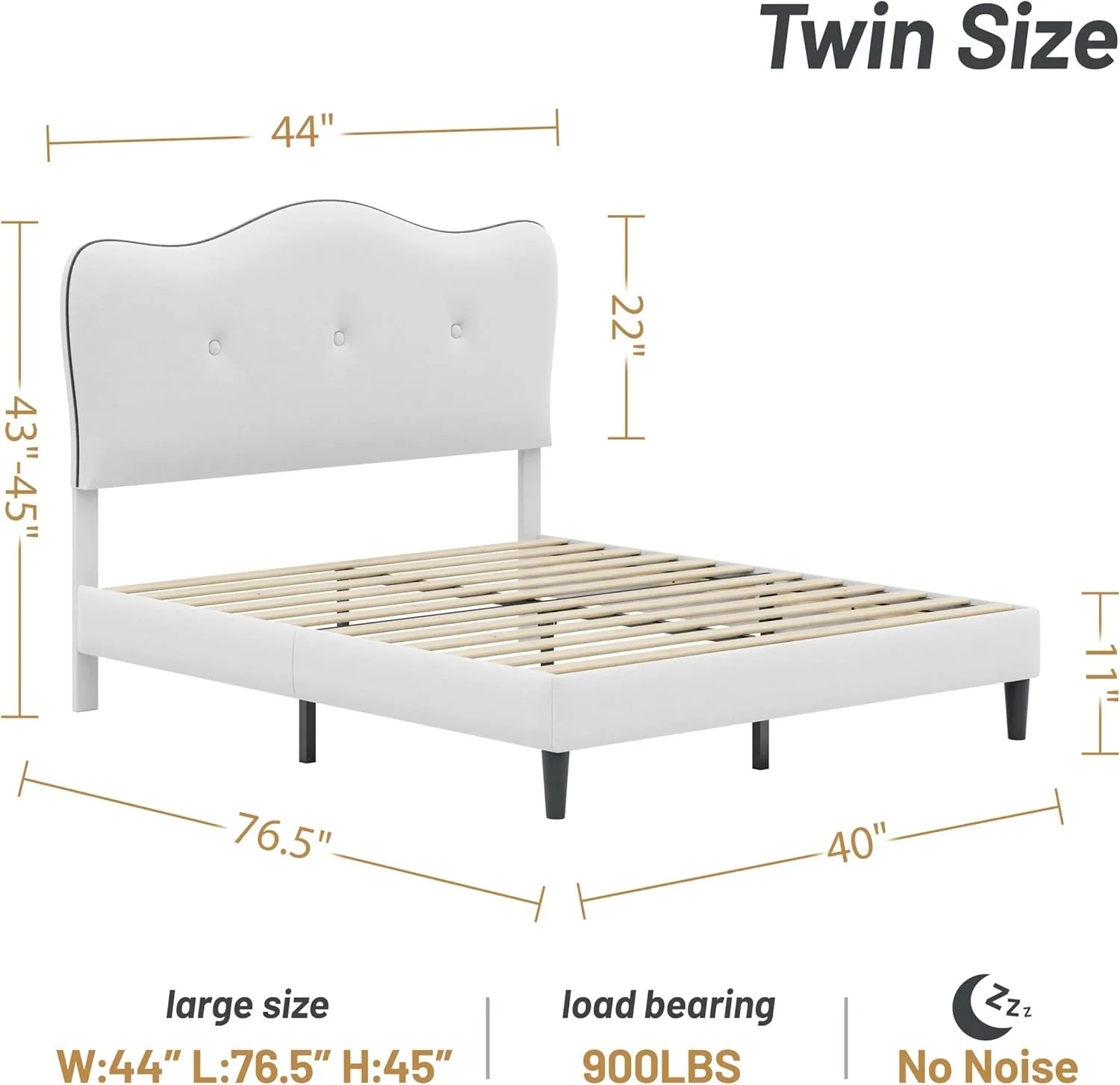 Twin Bed Frames, Adjustable Height Headboard,Velvet Upholstered - LuxeHome Furniture