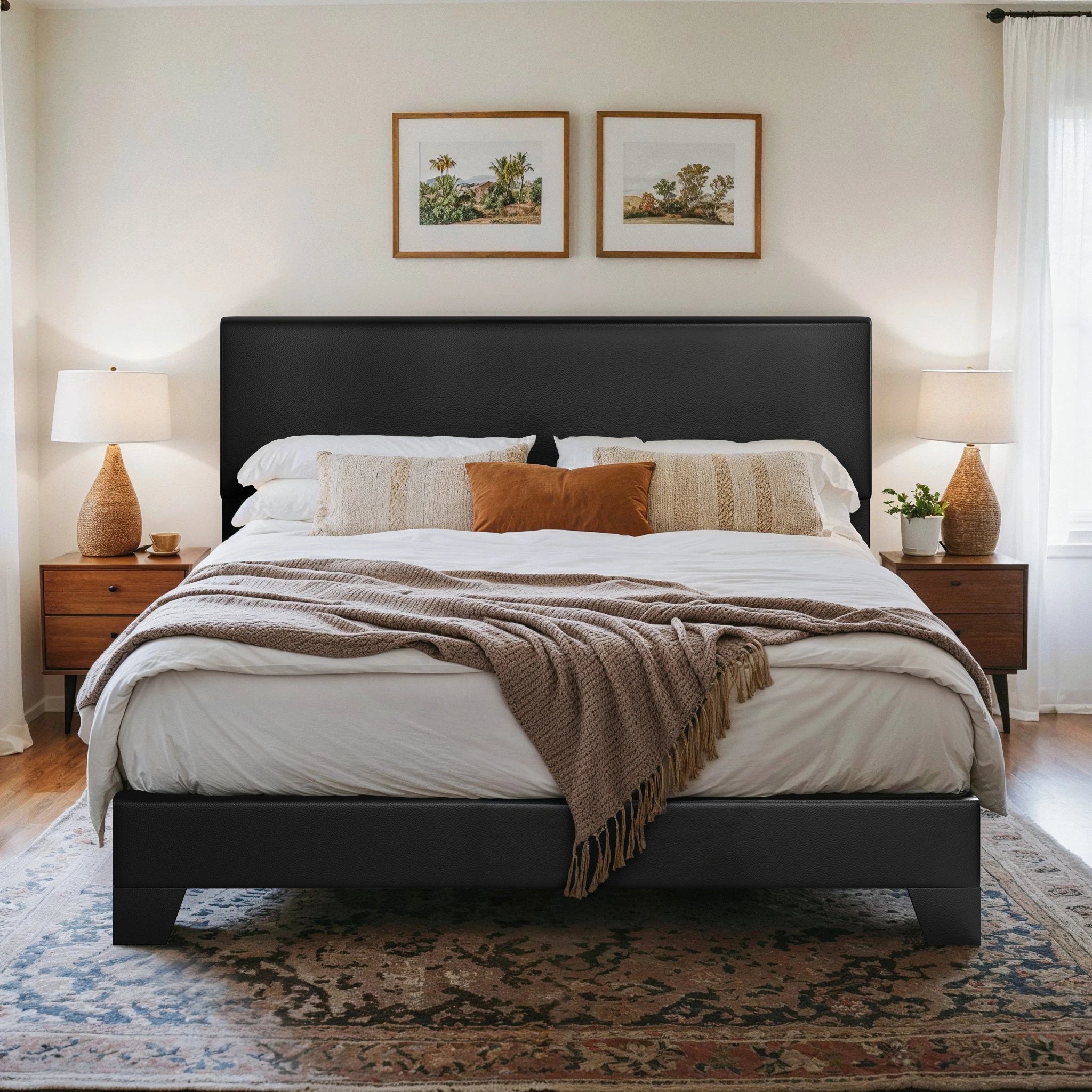 (King/Queen/Full) Upholstered Bed Frame with Adjustable Headboard — Soft Linen Fabric, Reinforced Support, and Noise-Free Design - LuxeHome Furniture