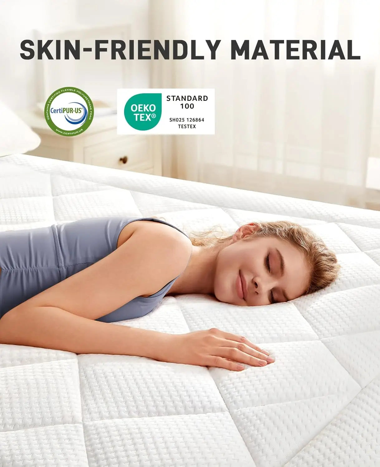 4 Inch Dual Layer King Mattress Topper for Pressure Relief, Cooling Gel Memory Foam with Pillow Top Cover, Medium Firm - LuxeHome Furniture