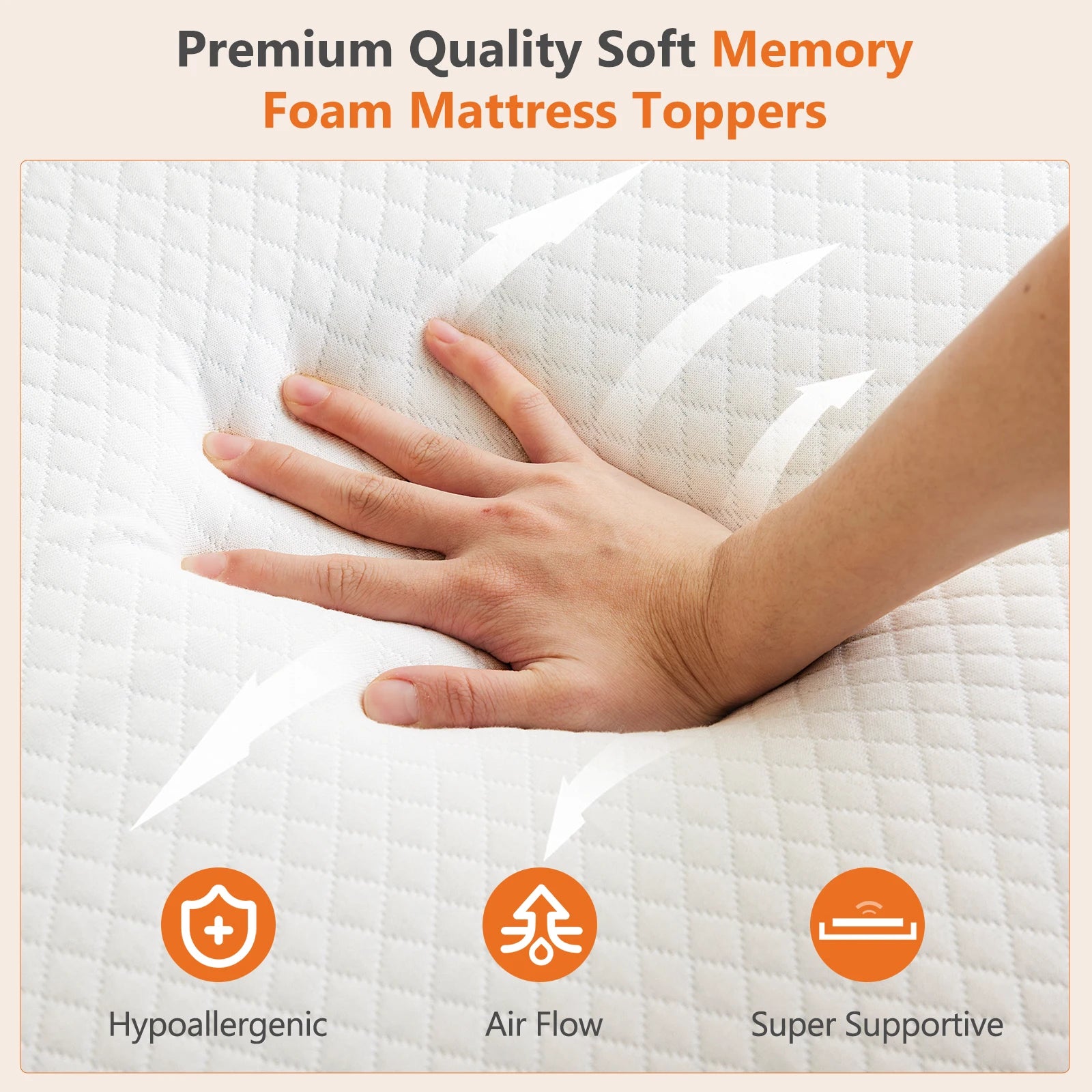 4" Memory Foam Mattress Topper — Gel‑Infused Cooling, Breathable Fabric Cover, Thick Bed Pad - LuxeHome Furniture