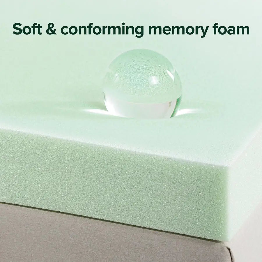 4" Green Tea Memory Foam Topper — Pressure‑Relieving Layer for Back Pain Relief - LuxeHome Furniture