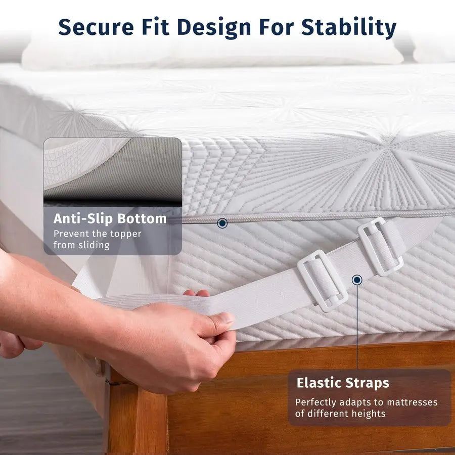 Queen Luxury 3” Gel Memory Foam Mattress Topper – High Density Cooling Comfort with Premium Removable Cover - LuxeHome Furniture