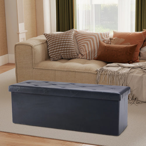 " Leather Folding Ottoman Storage Bench – Multi-Functional Footstool and Toy Box with 660 lbs Capacity for Living Room and Bedroom" - LuxeHome Furniture