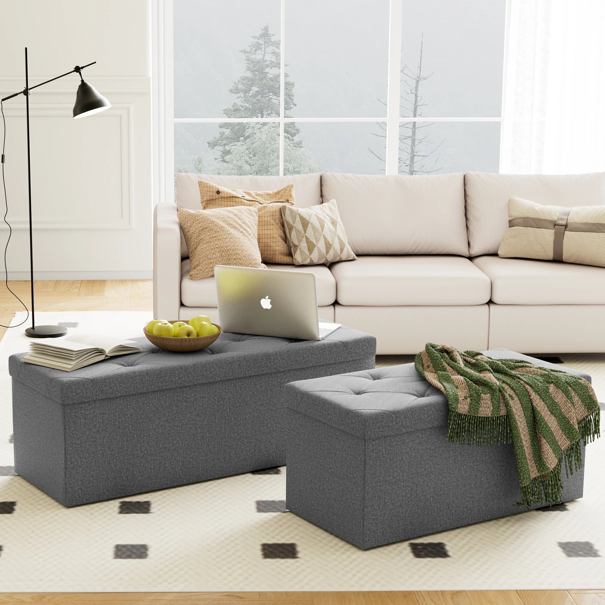 "Folding Storage Ottoman Bench – Versatile Living Room Footstool with Hidden Storage, Toy Box, and Strong Load-Bearing Capacity for Bedroom" - LuxeHome Furniture