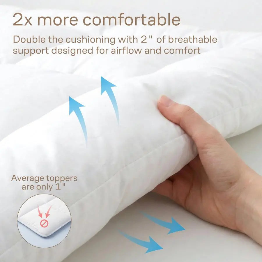 Full Size Cooling Mattress Topper – Cloud-Like Soft Mattress Pad for Back Pain Relief, Breathable & Comfortable for Hot Sleepers - LuxeHome Furniture