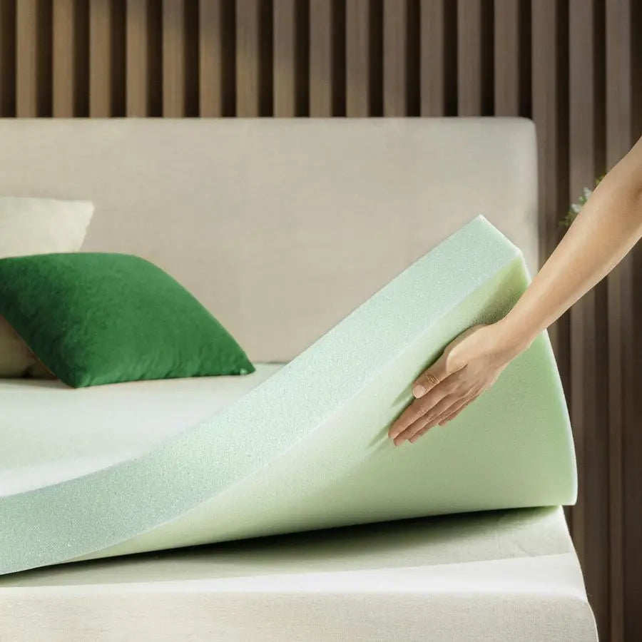 4" Green Tea Memory Foam Topper — Pressure‑Relieving Layer for Back Pain Relief - LuxeHome Furniture