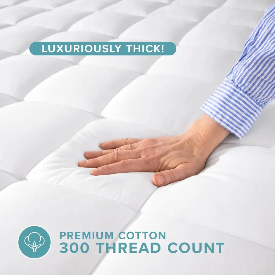Twin XL Cotton Top Mattress Topper — Extra‑Soft Plush Top, Cooling Breathable Design for Dorms & Apartments - LuxeHome Furniture