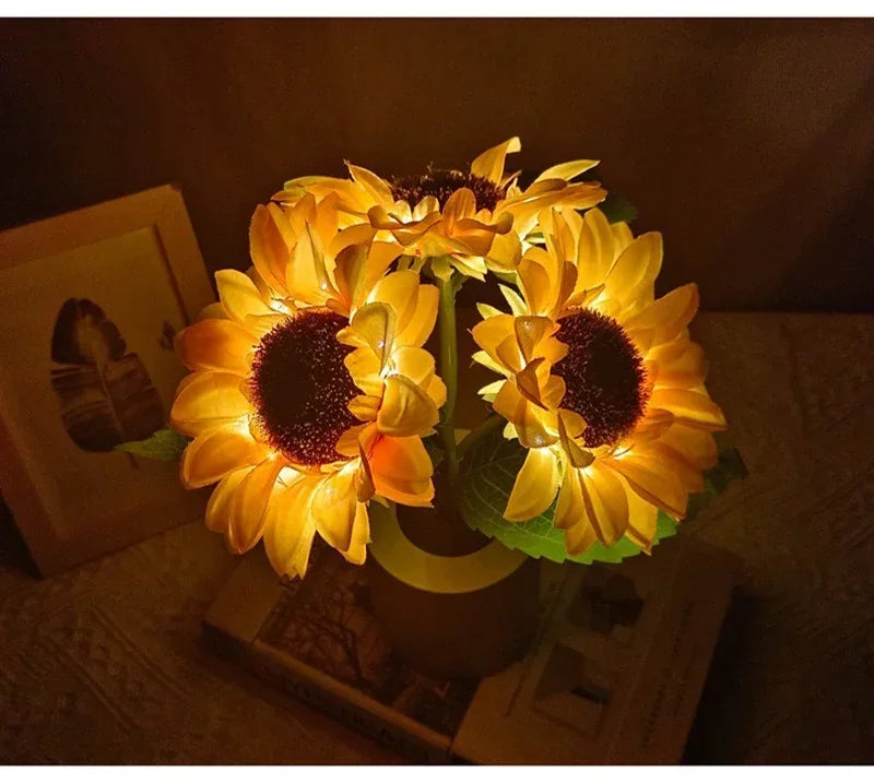 "Rechargeable Sunflower LED Night Light — 3‑LED Table Lamp for Bedroom, Bedside & Desk Decor" - LuxeHome Furniture