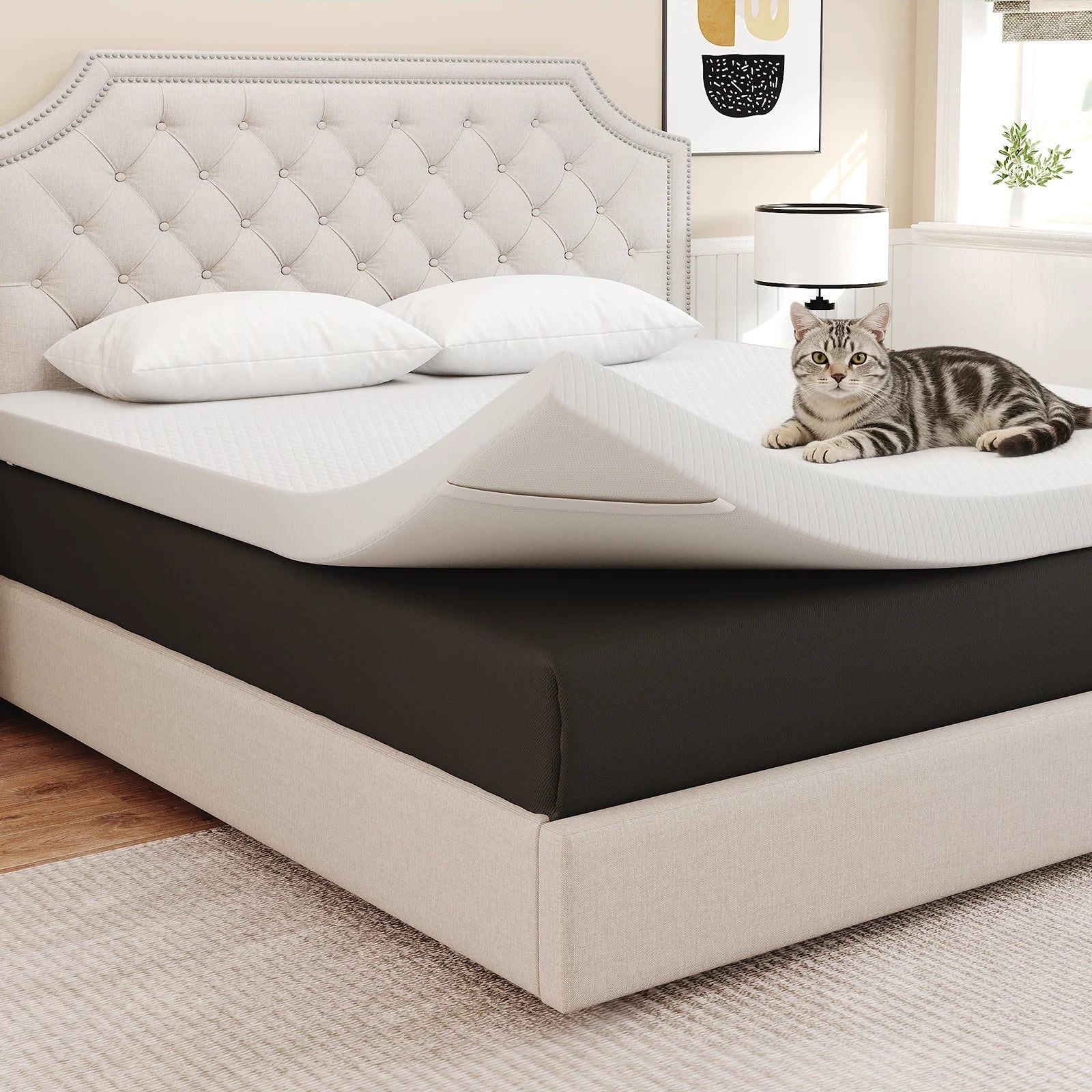 4" Memory Foam Mattress Topper — Gel‑Infused Cooling, Breathable Fabric Cover, Thick Bed Pad - LuxeHome Furniture