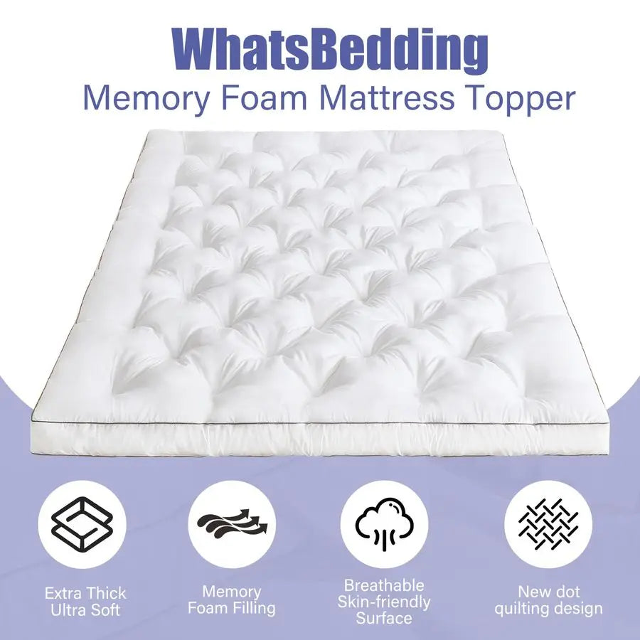 Queen 4 Inch Memory Foam Mattress Topper — Gel‑Infused, Breathable Memory Foam for Back Pain Relief, Plush Supportive Comfort - LuxeHome Furniture