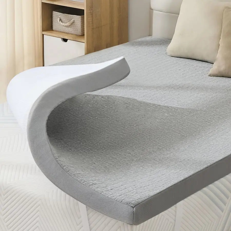 2 Inch Twin Memory Foam Mattress Topper – Soft, Breathable Bed Topper with Grey Cover for Back Pain Relief, CertiPUR-US Certified - LuxeHome Furniture