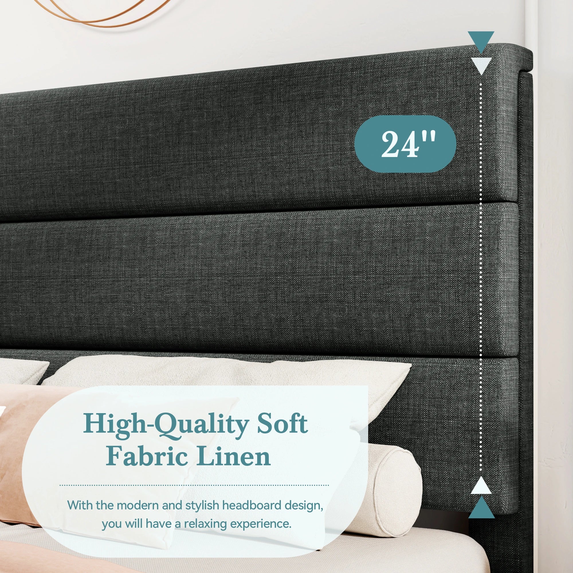 (Full/Queen/King) Fabric Platform Bed with Headboard — Reinforced Wooden Slat Support, Mattress‑Ready Panel Bed Foundation - LuxeHome Furniture