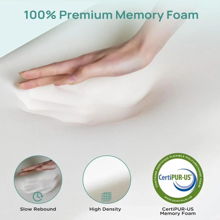 Twin Size Memory Foam Mattress Topper for Dorms — Back Pain Relief, 2‑Sided Breathable Cover, Comfortable Bed Topper - LuxeHome Furniture