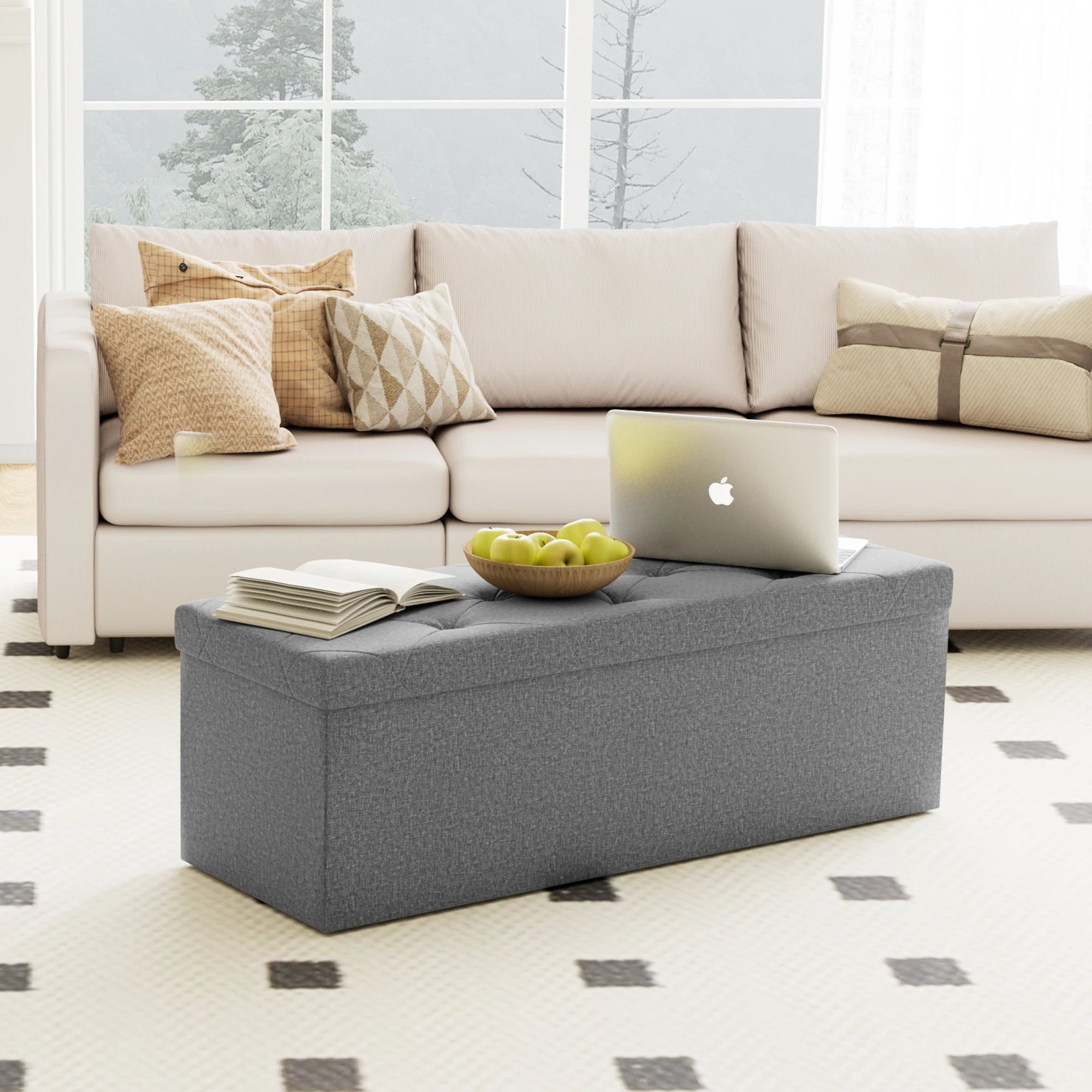 "Folding Storage Ottoman Bench – Versatile Living Room Footstool with Hidden Storage, Toy Box, and Strong Load-Bearing Capacity for Bedroom" - LuxeHome Furniture
