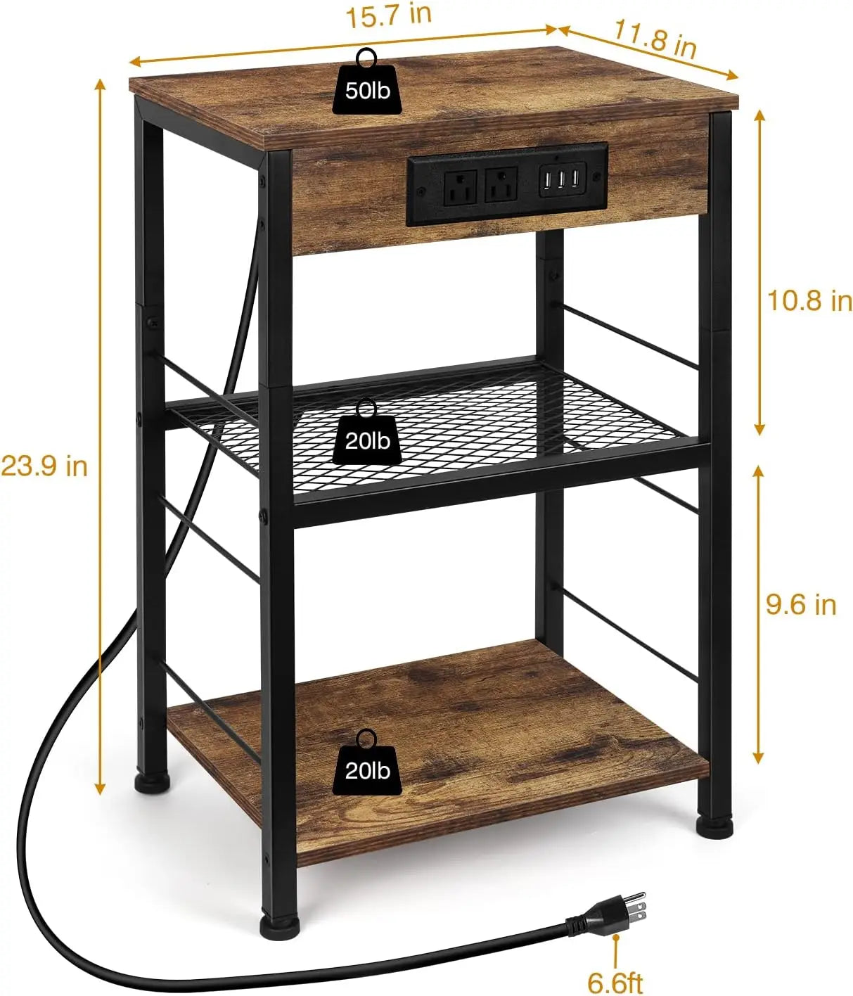 "3-Tier Bedside Table with Charging Station – USB Port and Socket for Convenient Living Room Storage" - LuxeHome Furniture
