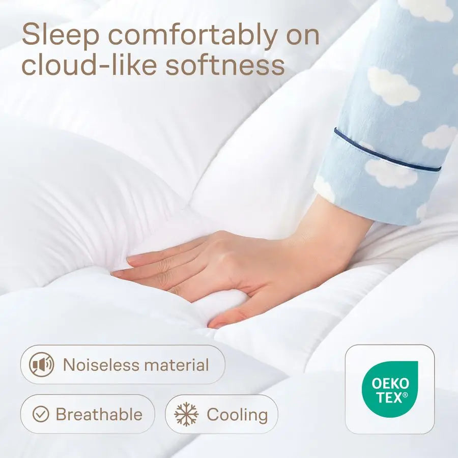 Full Size Cooling Mattress Topper – Cloud-Like Soft Mattress Pad for Back Pain Relief, Breathable & Comfortable for Hot Sleepers - LuxeHome Furniture