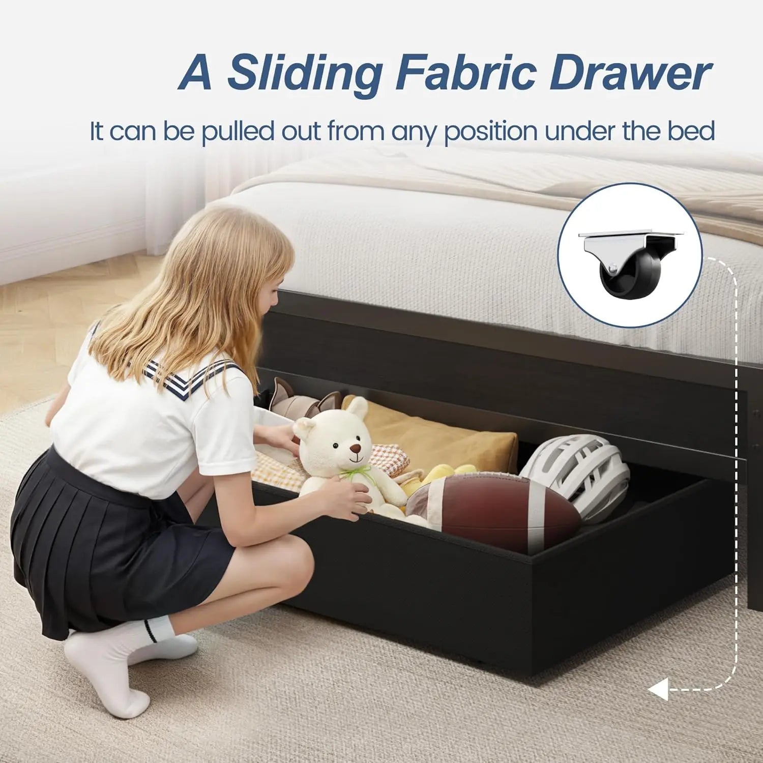 Twin Bed Frame with Storage Headboard, Drawer, Charging Station & LED Lights, Easy Assembly in Black - LuxeHome Furniture