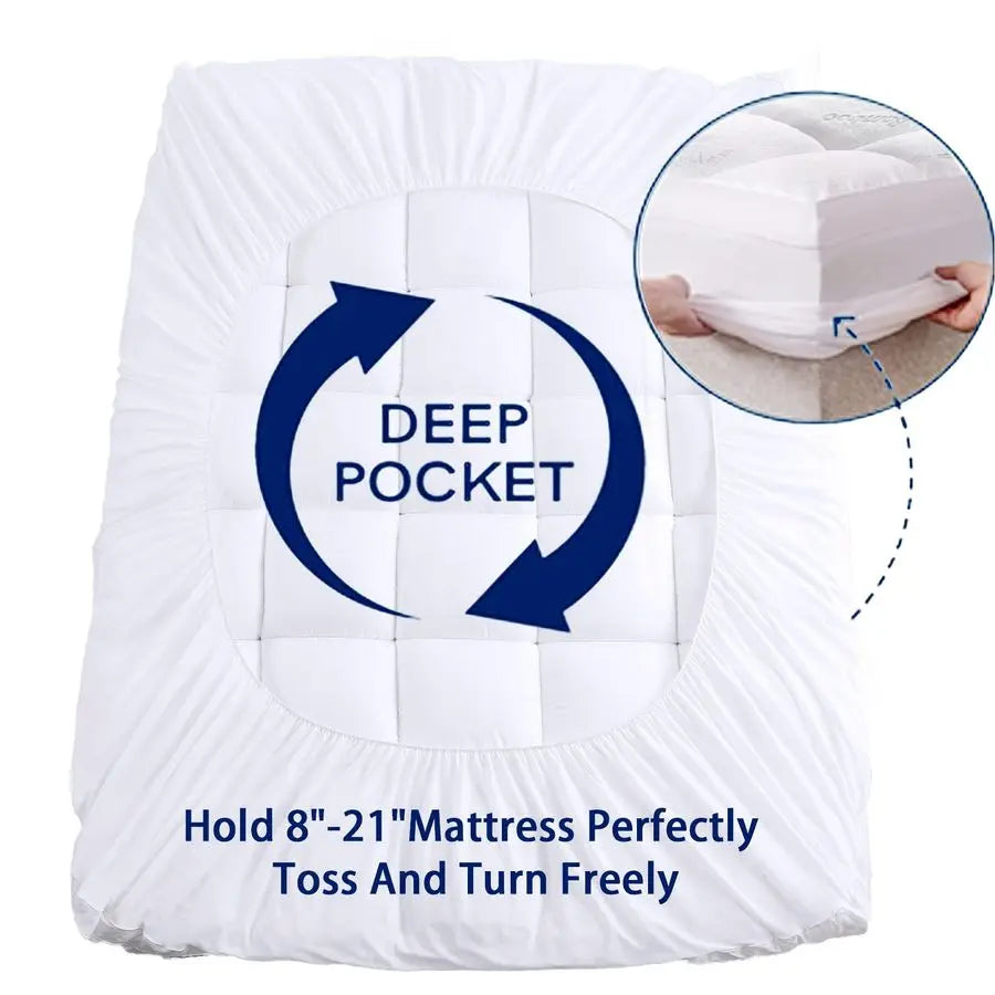 Twin Size Cooling Mattress Topper – Extra Thick, Breathable Bamboo Viscose Quilted Mattress Pad with Deep Pocket Fitted Cover - LuxeHome Furniture
