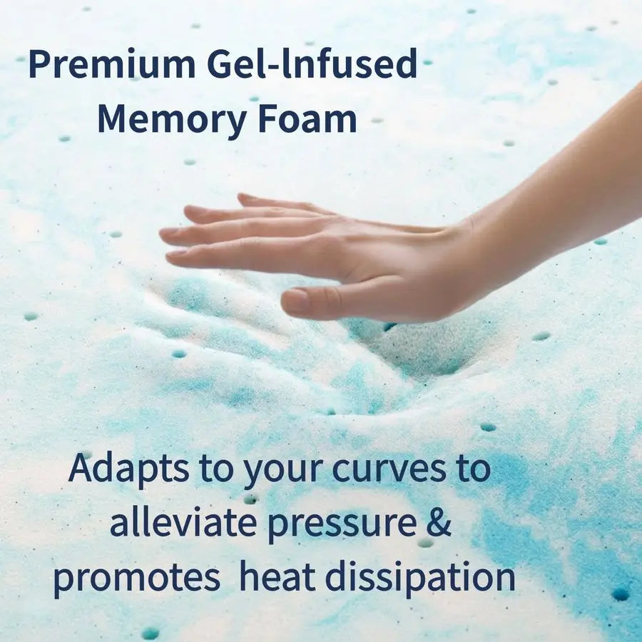 Queen Luxury 3” Gel Memory Foam Mattress Topper – High Density Cooling Comfort with Premium Removable Cover - LuxeHome Furniture